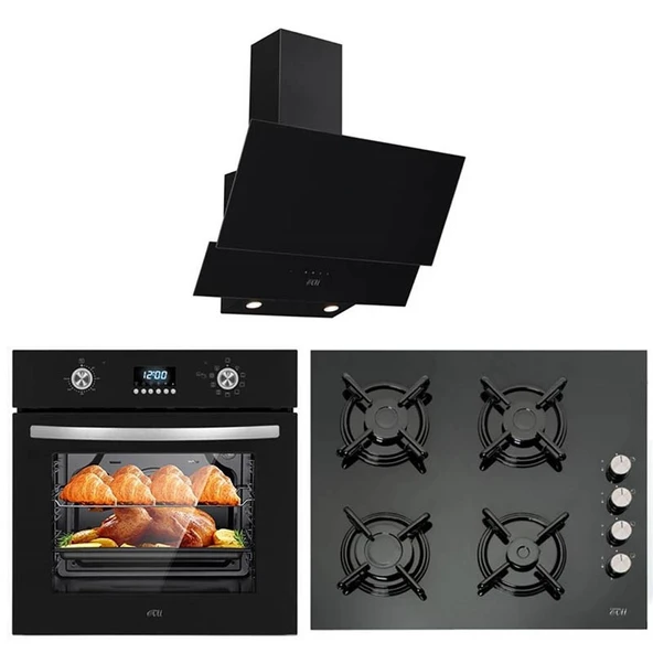 Çetintaş Airfrey 5234 E - 848 CAT - D 55231 Siyah Cam Ankastre Set
