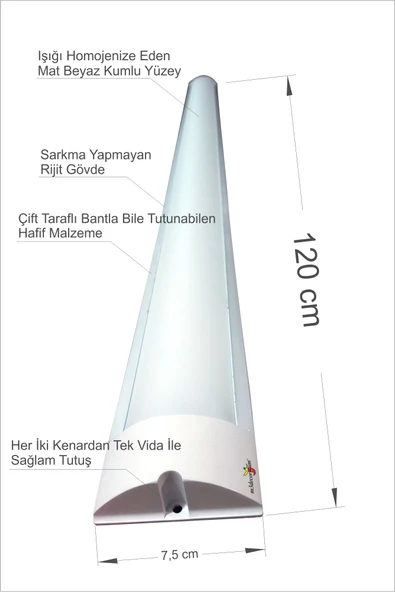 Uzun Dar 120 cm Led li Fluoresant Parlak Beyaz Işıklı Mutfak Dolap Altı Tavan Yer Aydınlatma Lambası - 2
