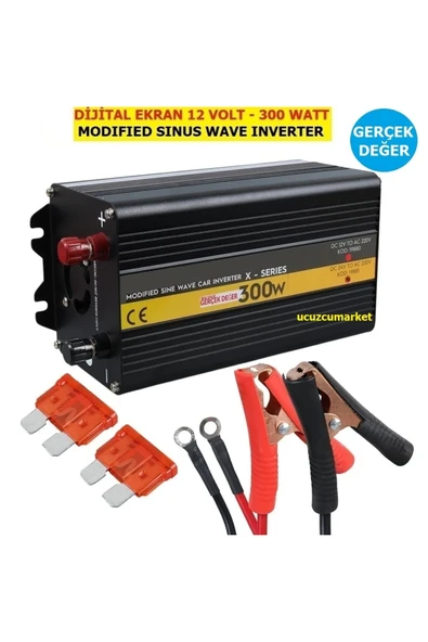 12 VOLT - 300 WATT MODIFIED SINUS WAVE GERÇEK DEĞER INVERTER (12V - 220V Çevirici)