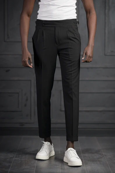 Perpant Slimfit Çift Pileli Kemer Tokalı Yazlık Kumaş Pantolon - Resim 10