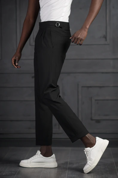 Perpant Slimfit Çift Pileli Kemer Tokalı Yazlık Kumaş Pantolon - Resim 8