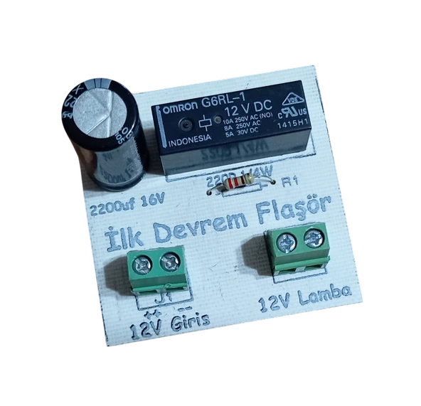 İlk Devrem Adaptörlü Soketli Lambalı Flaşör Devresi - Monteli ürün görseli
