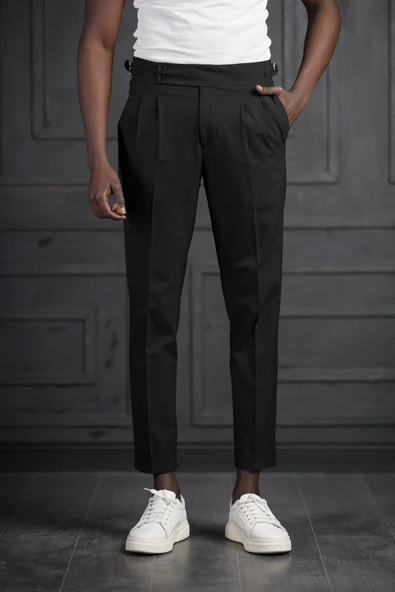 Perpant Slimfit Çift Pileli Kemer Tokalı Yazlık Kumaş Pantolon - Resim 7