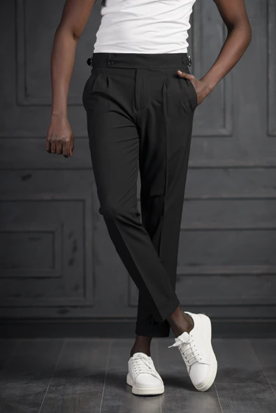 Perpant Slimfit Çift Pileli Kemer Tokalı Yazlık Kumaş Pantolon - Resim 9