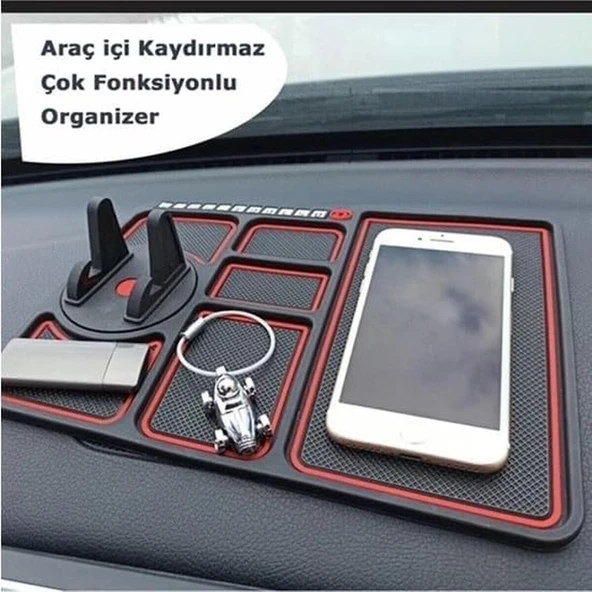 Kaydırmaz Çok Fonksiyonlu Araç İçi Telefon Tutucu - Numaratörlü, 24x18 cm, Pratik ve Güvenli - 5