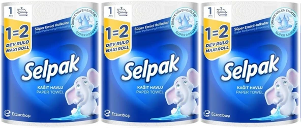 Selpak Kağıt Havlu (3 Katlı) Dev Rulo (3 Lü Set)