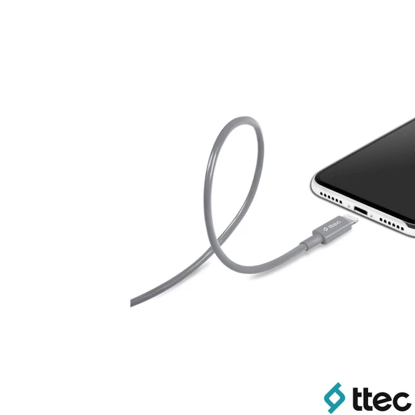 Ttec UsbA to Lightning Hızlı Data ve Fast Şarj Kablosu 100cm Gri 2DK7508GR - 5