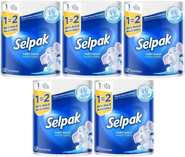 Selpak Kağıt Havlu (3 Katlı) Dev Rulo (5 Li Set)