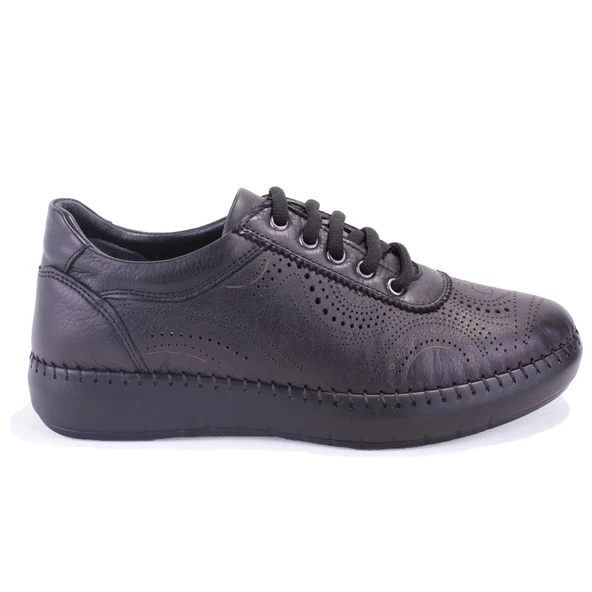 Dagoster DZA07-1236030 Siyah Ortopedik Günlük Deri Kadın Ayakkabı - Resim 2