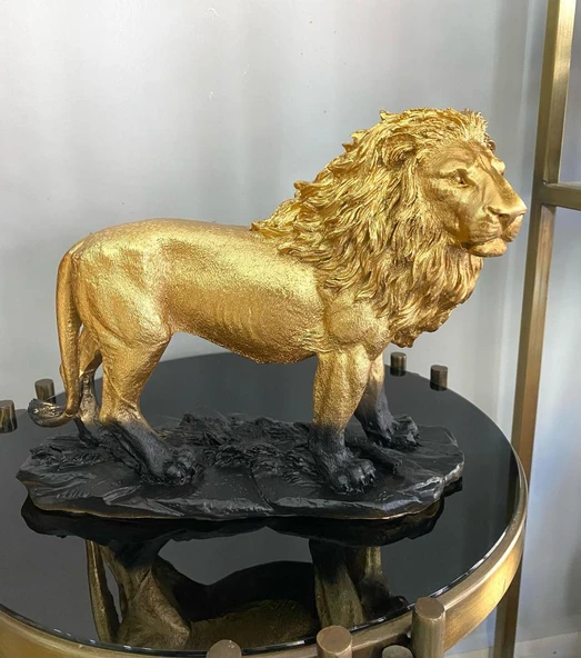 Aslan Biblo Heykel Siyah-Gold - 9