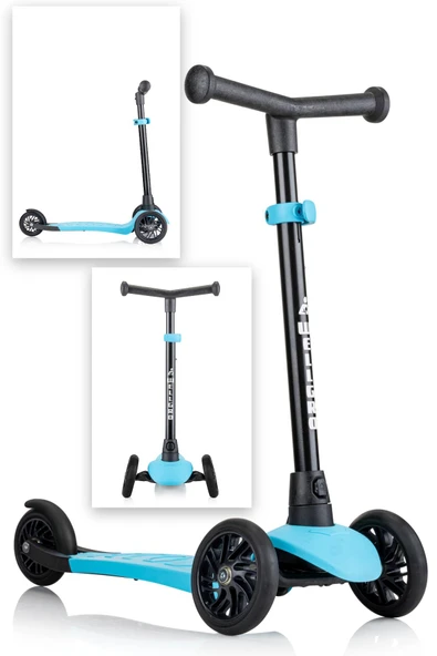Wellgro Turbo 3 Tekerli Yükseklik Ayarlı Scooter, Mavi