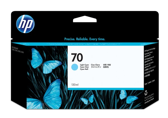 C9390A HP 70 130-ml Light Cyan DesignJet Mürekkep Kartuşu