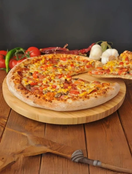 Busstier Bambu 360° Dönen Lüx Servis ve Sunum Tabağı - 30 cm Pizza ve Meze Tabağı - Resim 4
