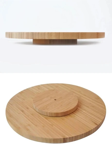 Busstier Bambu 360° Dönen Lüx Servis ve Sunum Tabağı - 30 cm Pizza ve Meze Tabağı - Resim 3