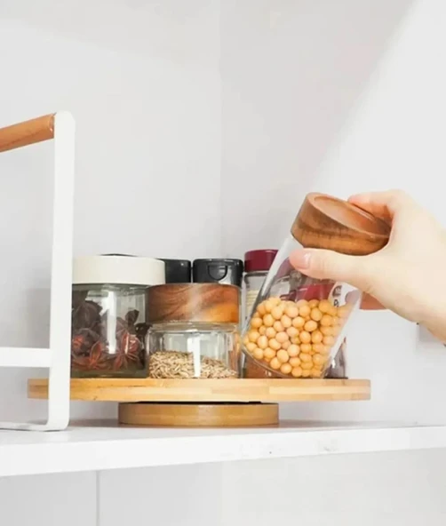 Busstier Bambu 360° Dönen Lüx Servis ve Sunum Tabağı - 30 cm Pizza ve Meze Tabağı - Resim 2