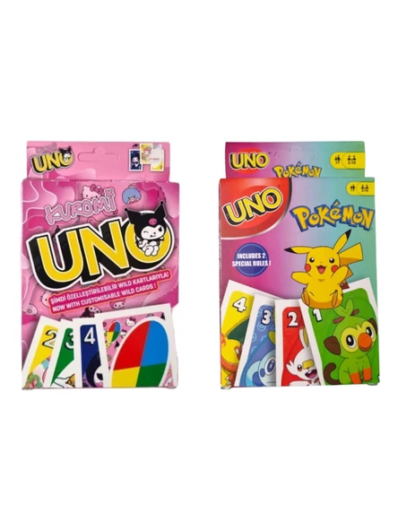 Kuromi Uno ve Pokemon Uno Oyun Kartları
