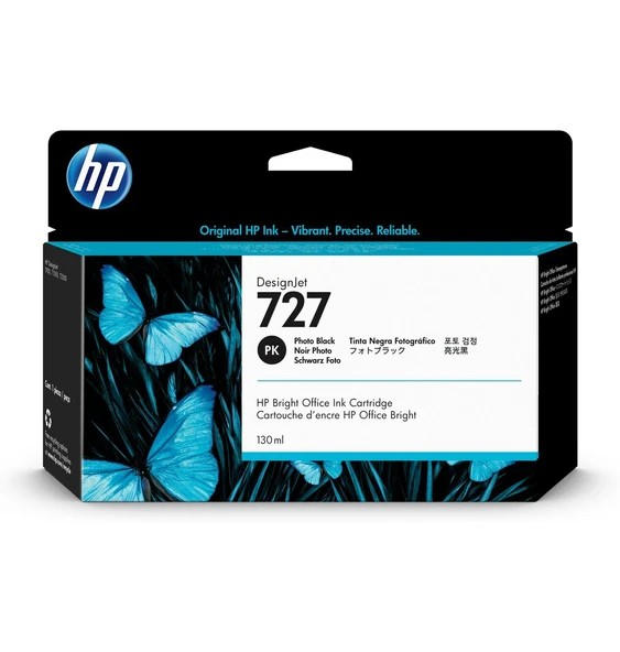 B3P23A HP 727 130-ml Foto Siyah DesignJet Mürekkep Kartuşu