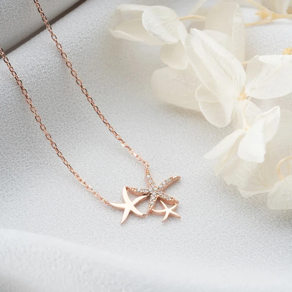 Vaoov 925 Ayar Gümüş Deniz Yıldızı Kolye - Resim 4