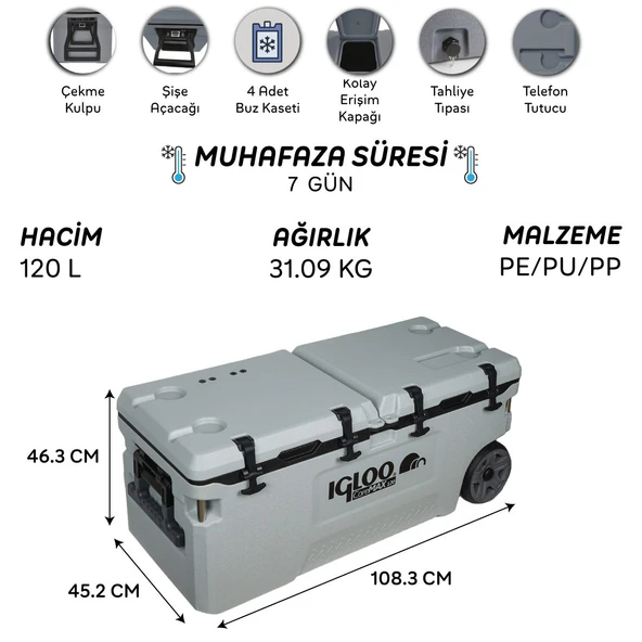IGLOO CoreMAX 120 Tekerlekli Buzluk 120 Litre - Resim 7