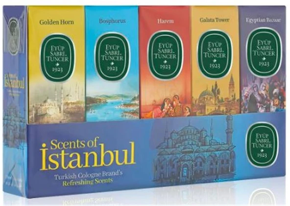 Eyüp Sabri Tuncer 16ml Silindir Cam Şişe Kolonya 5li Set Soul of İstanbul