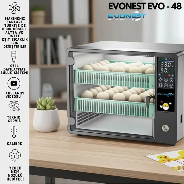 48 Yumurtalık Tam Otomatik Hobi Kabin Tip Kuluçka Makinesi | Tavuk ve Kanatlı Yumurtaları