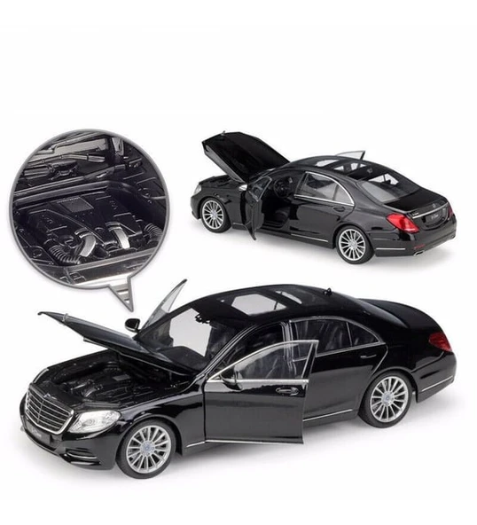 1/24 Ölçek Mercedes-Benz S Class Model Araba Siyah