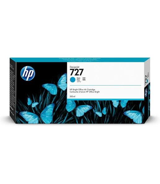 F9J76A HP 727 300-ml Cyan DesignJet Mürekkep Kartuşu