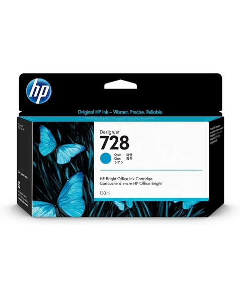 F9J67A HP 728 130-ml Cyan DesignJet Mürekkep Kartuşu