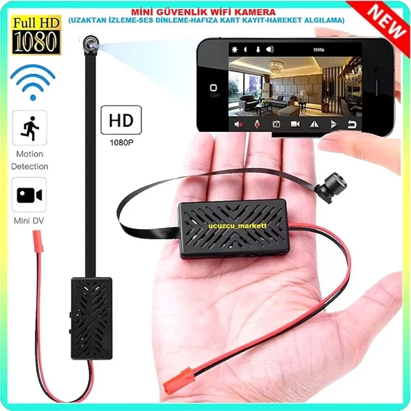 MİNİ GÜVENLİK WİFİ KAMERA (UZAKTAN İZLEME-SES DİNLEME-HAFIZA KART KAYIT-HAREKET ALGILAMA)