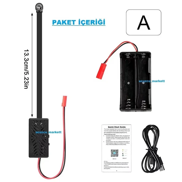 MİNİ GÜVENLİK WİFİ KAMERA (UZAKTAN İZLEME-SES DİNLEME-HAFIZA KART KAYIT-HAREKET ALGILAMA) - 4
