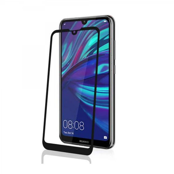 Huawei Y9 2019 Uyumlu Ön Koruma Temperli Cam Ekran Koruyucu (Siyah) ürün görseli 1