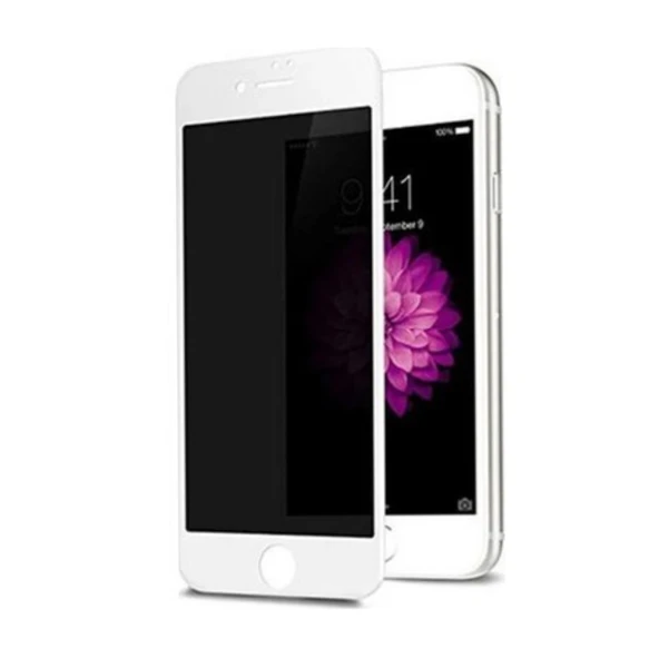iPhone 7 Plus / 8 Plus Uyumlu Privacy Ön Koruma Hayalet Seramik Nano Ekran Koruyucu (Beyaz)