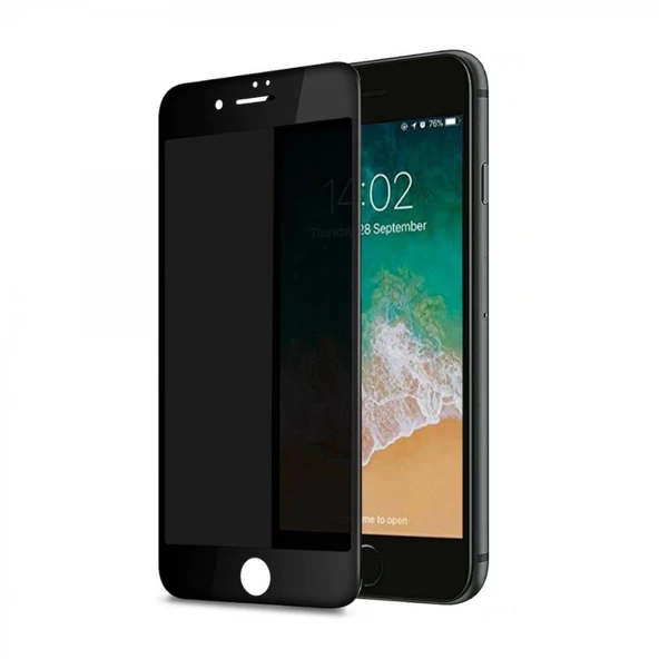 iPhone 7 Plus Uyumlu Privacy Ön Koruma Temperli Hayalet Cam Ekran Koruyucu (Siyah)