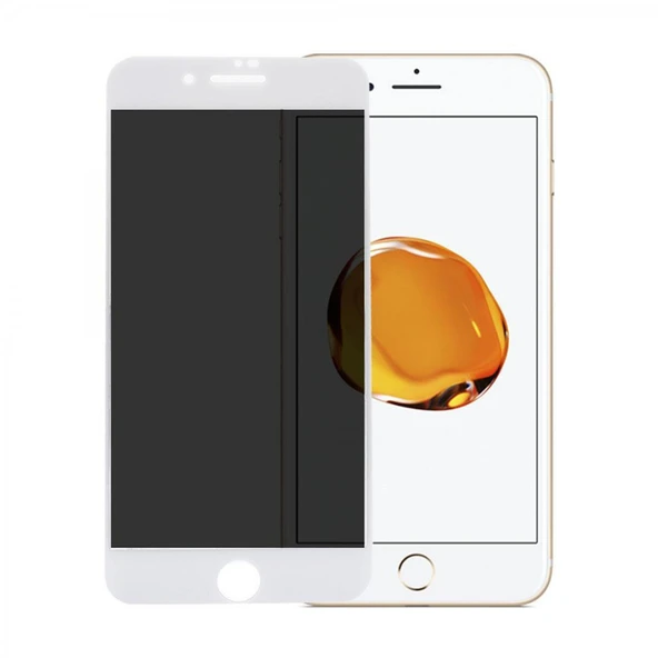 iPhone 7 Plus Uyumlu Privacy Ön Koruma Temperli Hayalet Cam Ekran Koruyucu (Beyaz)