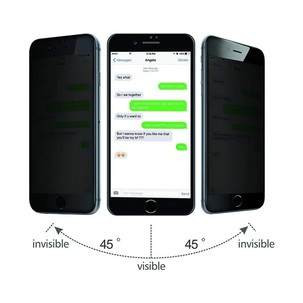 iPhone 6 / 6S Uyumlu Privacy Ön Koruma Temperli Hayalet Cam Ekran Koruyucu (Siyah) - 2