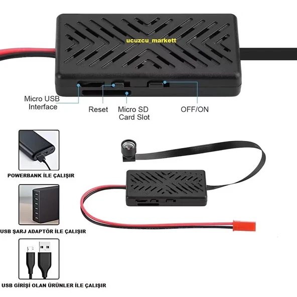MİNİ GÜVENLİK WİFİ KAMERA (UZAKTAN İZLEME-SES DİNLEME-HAFIZA KART KAYIT-HAREKET ALGILAMA) - 2