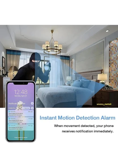 MİNİ GÜVENLİK WİFİ KAMERA (UZAKTAN İZLEME-SES DİNLEME-HAFIZA KART KAYIT-HAREKET ALGILAMA) - 6