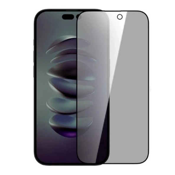 iPhone 15 Pro Max Uyumlu Privacy Ön Koruma Temperli Hayalet Cam Ekran Koruyucu (Siyah) ürün görseli 1