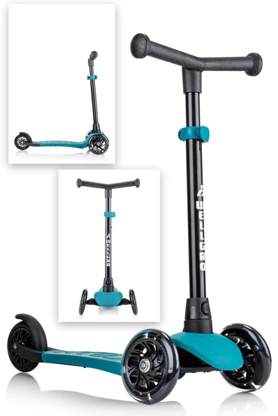 Wellgro Işıklı 3 Tekerli Yükseklik Ayarlı Scooter, Yeşil - 4