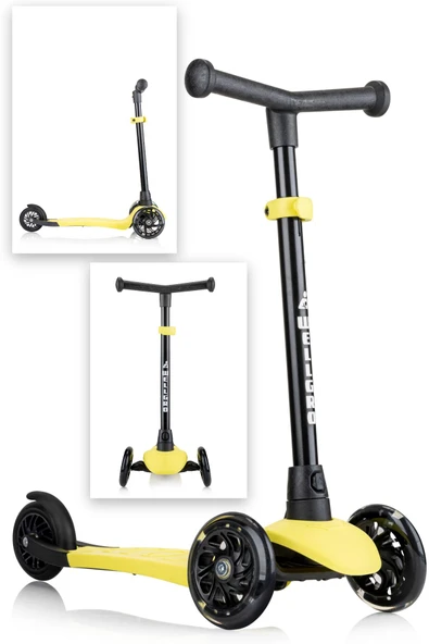 Wellgro Işıklı 3 Tekerli Yükseklik Ayarlı Scooter, Sarı - 2