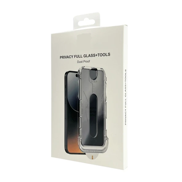 iPhone 16 Pro Max Kolay Uygulama Aparatlı Dust Proof Privacy Temperli Hayalet Cam Ekran Koruyucu (Siyah) - 2
