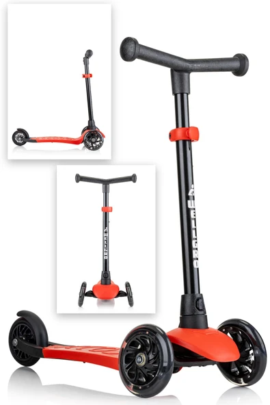 Wellgro Işıklı 3 Tekerli Yükseklik Ayarlı Scooter, Kırmızı - 3