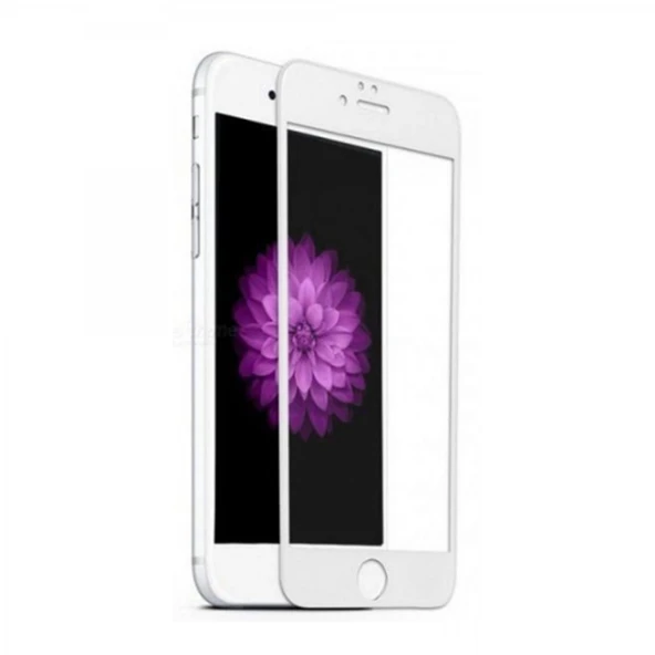 iPhone 7 / 8 Uyumlu Ön Koruma Temperli Cam Ekran Koruyucu (Beyaz)
