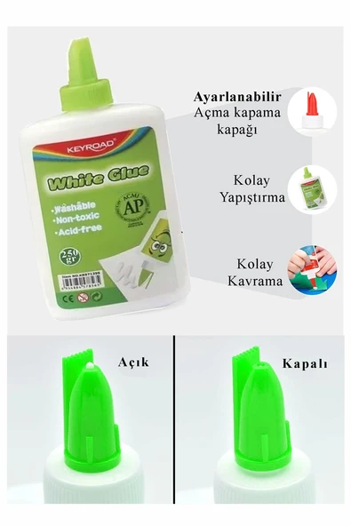 Beyaz Tutkal 250 gr 2 Adet Keyroad Beyaz Mobilya Tutkalı 250 gr Ahşap Tutkalı Su Bazlı Çok Amaçlı Beyaz Tutkal - 3