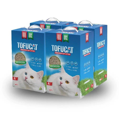 TofuCat Tuvalete Atılabilen Koku Hapsedeci Topaklanan Doğal Kedi Kumu 4 Adet 8 Lt