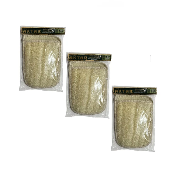 Kabak ve Mısır Lifli Çift Yüzlü Banyo Kesesi (El geçmeli) (21,5 * 16,5cm),3 Adet Derya Eren