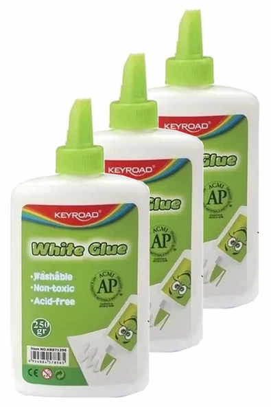 Beyaz Tutkal 250 gr 3 Adet Keyroad Beyaz Mobilya Tutkalı 250 gr Ahşap Tutkalı Su Bazlı Çok Amaçlı Beyaz Tutkal