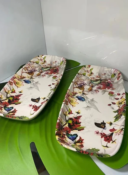 Dijital Baskılı 2'li Dikdötgen Servis Tabağı 32cm 29cm