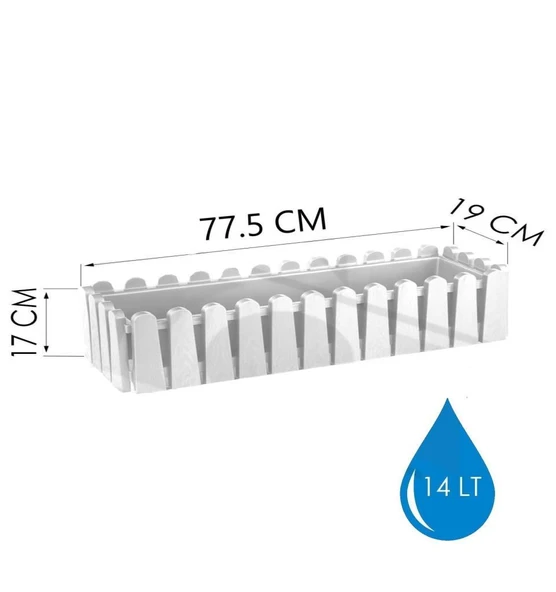 Omnipazar SO-İB03 Beyaz Askılı Balkon Saksı Takım 14 lt No 3 - Resim 4