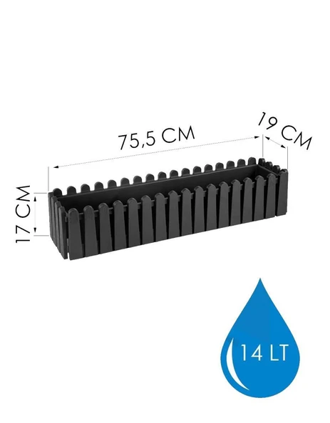 Omnipazar SO-İB03 Antrasit Askılı Balkon Saksı Takım 14 lt No 3 - 5